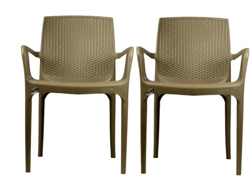 Supreme Texas Designer Heavy Plastic Chairs for Indoor | Out Door | Home and Office Use Set of 2 (Dark Beige)